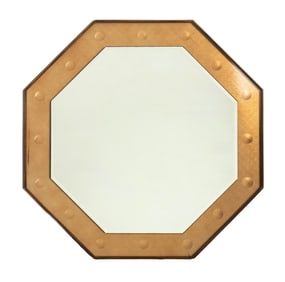 Italian Modern Octagonal Brass Frame Mirror, 1950s