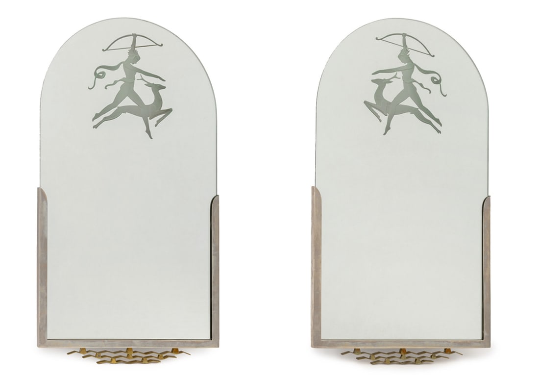 Art Deco "Artemis" Chrome & Brass Mirrors, Pair (1 of 8)