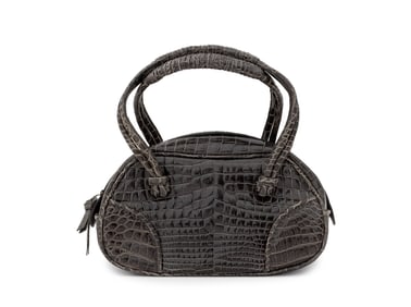 Bottega Veneta Gray Crocodile Handbag