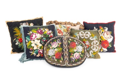 Needlework & Beadwork Wool and Velvet Pillows, 6