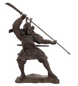 Japanese Samurai with Glaive Bronze Sculpture