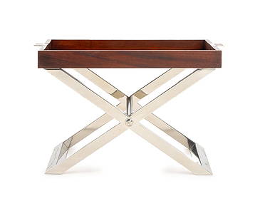 Ralph Lauren Mahogany Tray Table on Chrome Stand (1 of 9)