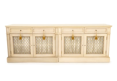 Contemporary White Painted Laminate Top Credenza