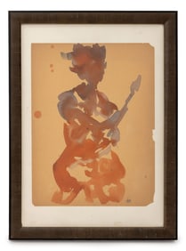 Peter Agostini Abstract Figure Watercolor, 1958