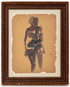 Peter Agostini Abstract Figure Watercolor, 1958