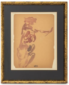 Peter Agostini Abstract Figure Watercolor, 1958