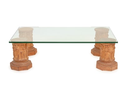 Roman Revival Terracotta Pedestal Coffee Table