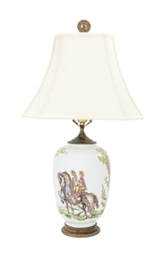 Augarten "Hirschjagd" Porcelain Vase Mounted Lamp