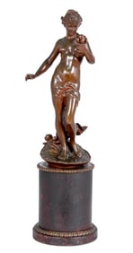French Venus Patinated Bronze Sculpture, 19th C.