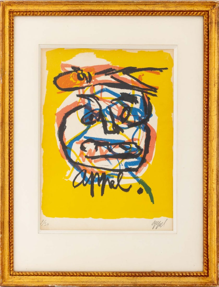 Karel Appel "Head and Fish" Lithograph