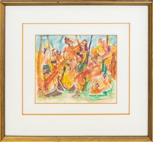 Marcel Janco Figural Composition Watercolor