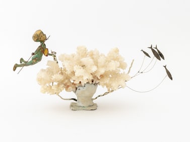 Carole Stupell White Coral and Bronze Sculpture