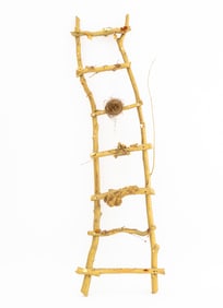 Found Object Art Gold-Painted Ladder Sculpture