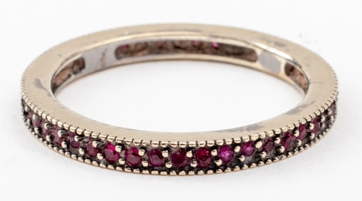 14K White Gold Red Spinel Eternity Ring Band