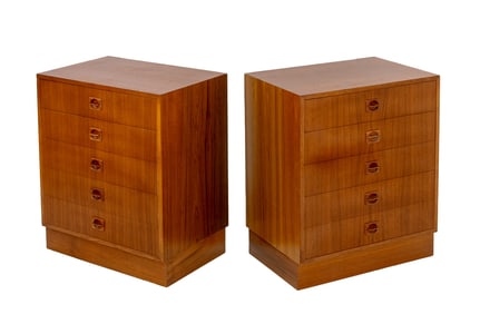 Danish Modern Teak Wood Chests of Drawers, Pair