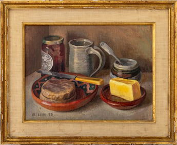 Eli Levin Breakfast Still Life Scene Oil on Canvas