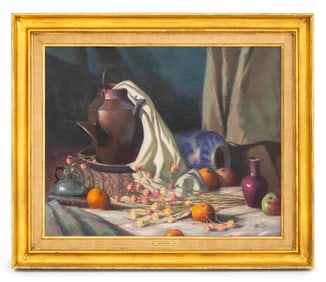 David Olander Still Life Scene Oil on Canvas