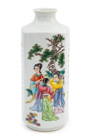 Chinese Famille Rose Porcelain Cong Form Vase