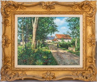 Manes Lichtenberg "Farm House" Oil on Canvas
