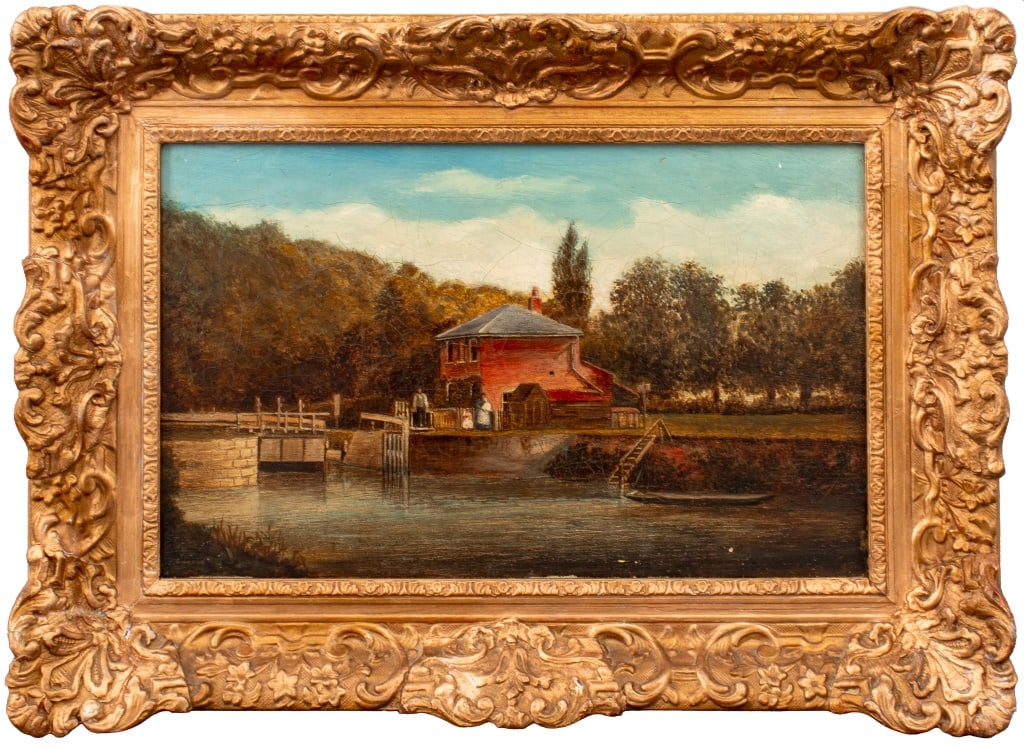 A. Sparks River Scene with Dock Oil on Canvas (1 of 5)
