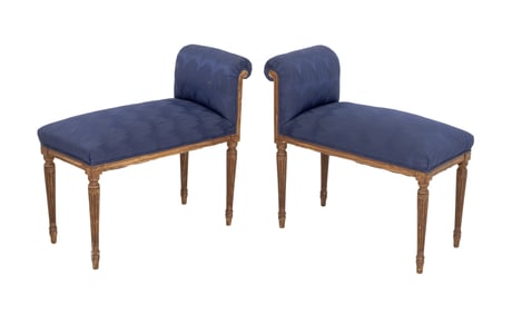 Louis XVI Style Upholstered Window Seats, Pair