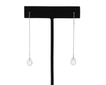 Diamonique 14K White Gold CZ Drop Earrings