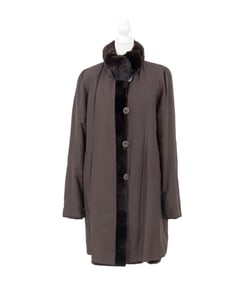 Plucked Mink and Nylon Reversible Coat