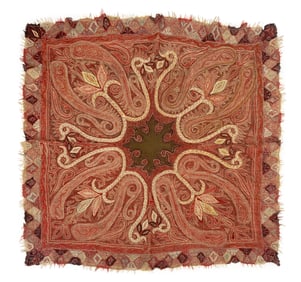 Paisley Embroidered Wool Shawl, 19th C.