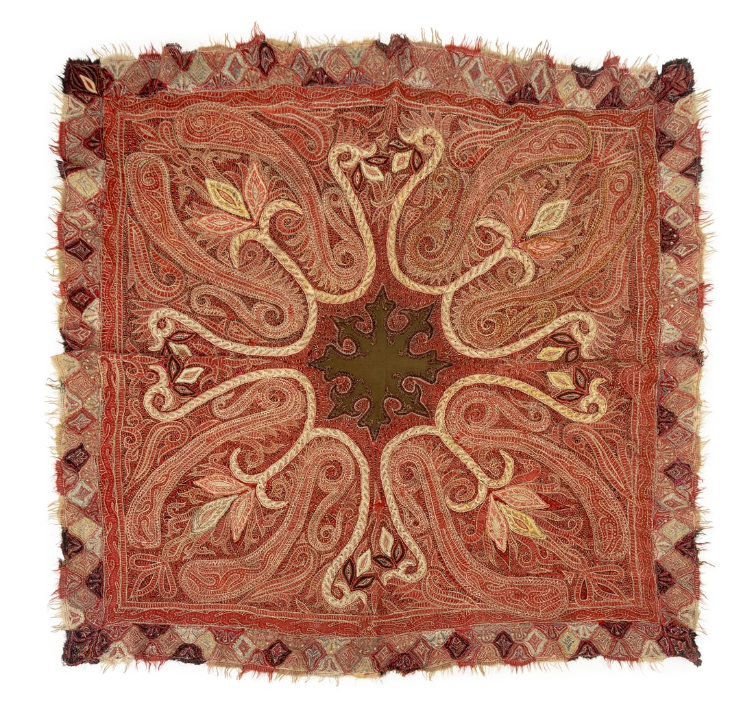 Paisley Embroidered Wool Shawl, 19th C. (1 of 7)