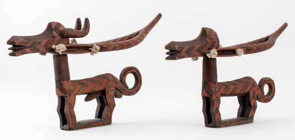 Bambara Chiwara Antelope Headdresses, Pair