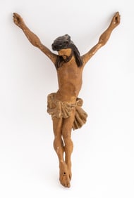 Ecclesiastical Carved Wood Crucifix Sculpture