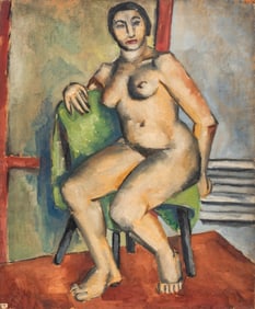 Frances Reswick Seated Nude Woman Oil on Canvas