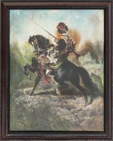 French School Arabic Horseman Pastel, 19th C.