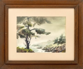 Priscilla Dalmas "Lifting Fog" Watercolor on Paper