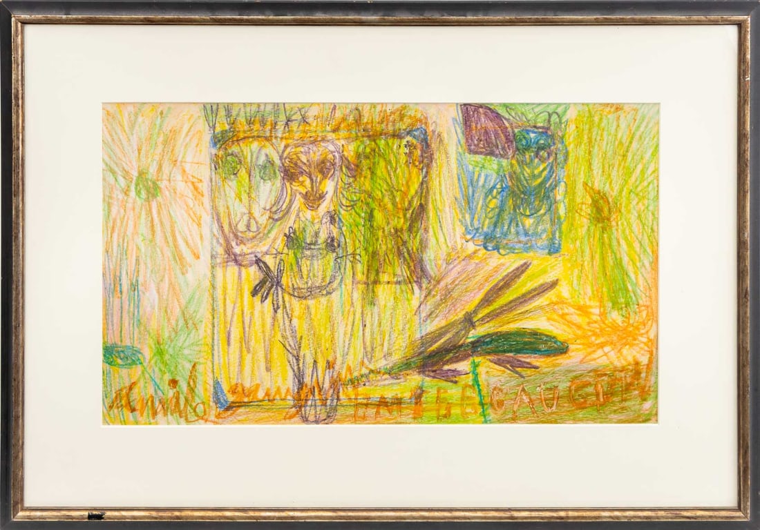 Emile Gauguin Figural Abstraction Crayon on Paper (1 of 7)