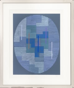 Adolf Fleischmann Blue Composition Screenprint