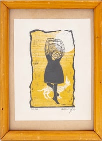 Helen Siegl "Tip-Toe" Woodcut, 1963