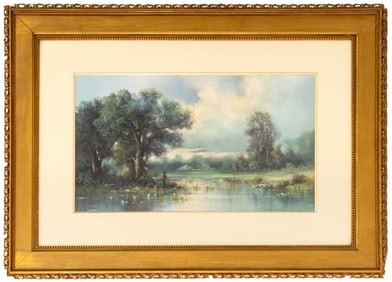 William Henry Chandler Fishing on the Lake Pastel