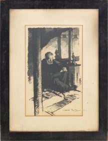 F. Walter Taylor Seated Male Figure Charcoal, 1910