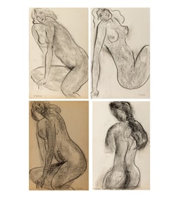 Norman Carton Figure Studies Charcoal on Paper, 4