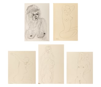 Norman Carton Nude Studies Ink on Paper, 5