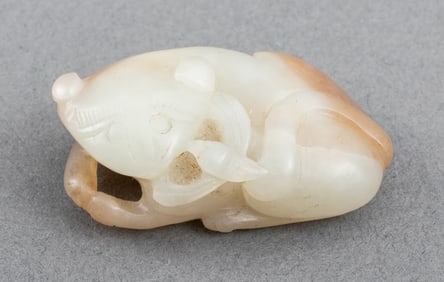 Chinese Foo Lion & Dragonfly Jade Carving