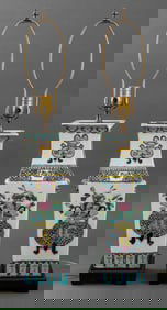 Chinese Ceramic Vases Mounted as Lamps, Pair