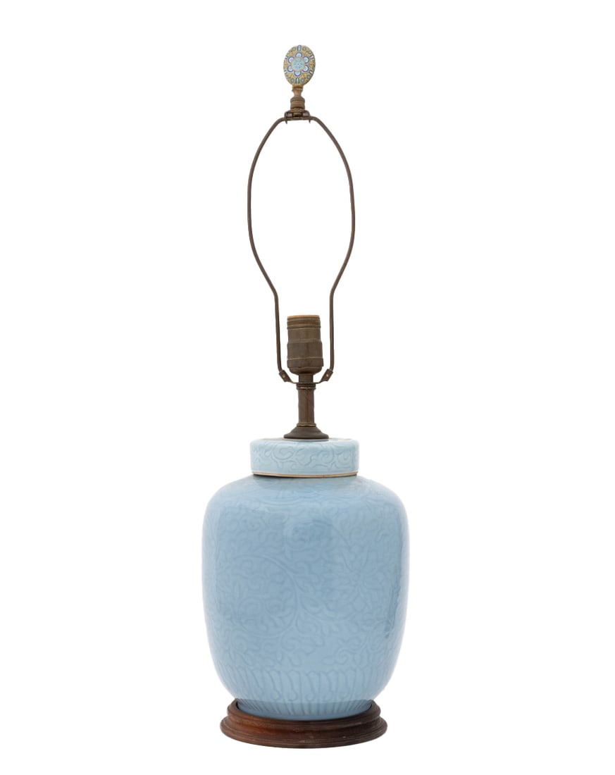 Chinese Clair de Lune Ginger Jar Mounted Lamp (1 of 7)