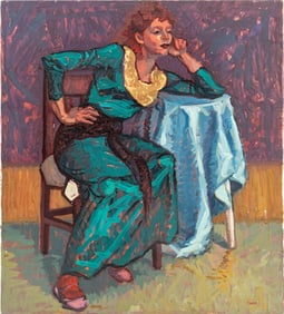 Catherine Tower "Girl at Table" Oil on Canvas