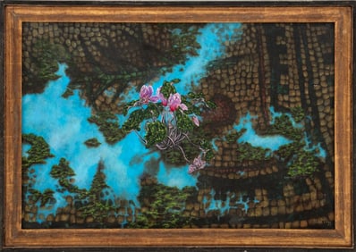 Charles Blum Mosaic and Flowers Oil on Board