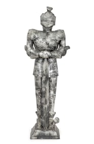 Painted Tin Knight in Armor Sculpture