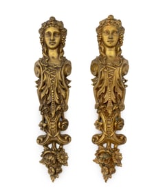 Neoclassical Ormolu Bronze Figural Mounts, Pair