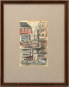 Charles Robert Perrin Village Landscape Watercolor