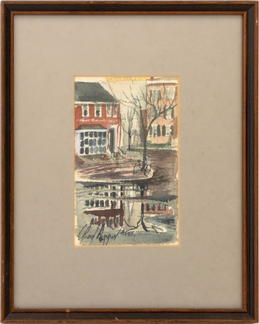 Charles Robert Perrin Village Landscape Watercolor (1 of 4)
